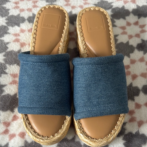 Dolce Vita Denim Platform Slide Sandals NWOT - Picture 3 of 4